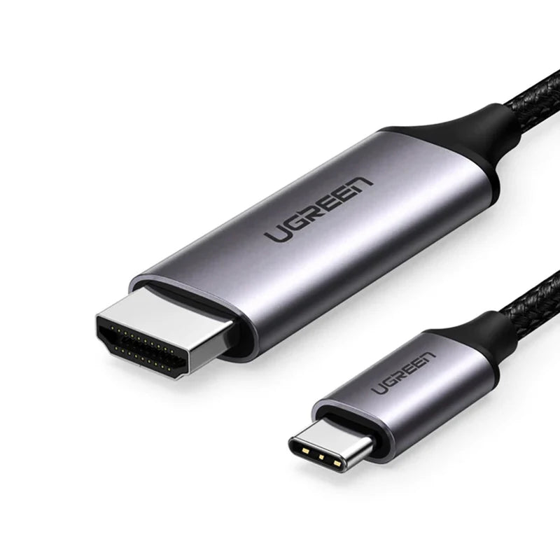 Braided USB-C to HDMI Male to Male Cable Aluminum Shell 1.5m (Gray Black) UGREEN