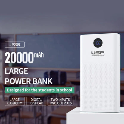 USP Universal Power Bank 20K mAh (20000mAh) White with 2 USB Outputs and 2 Input