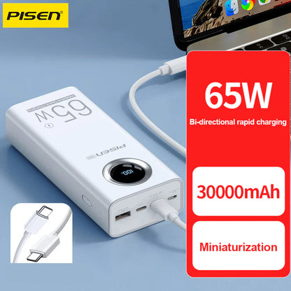 Pisen-PRO Digital Display Power Bank PD65-3 30000mAh (65W) (LS-DY100/ White)