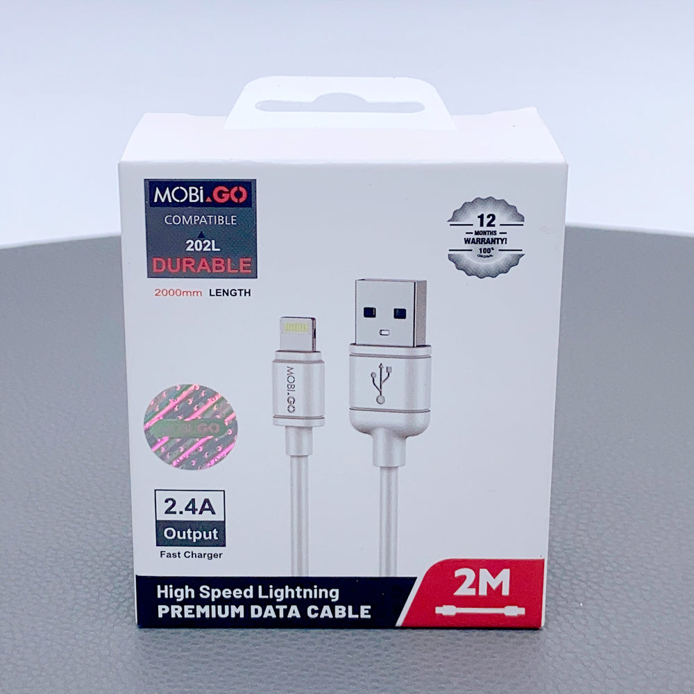 Fast Charging cable Mobigo 2m 2.4A Fast Lightning Cable