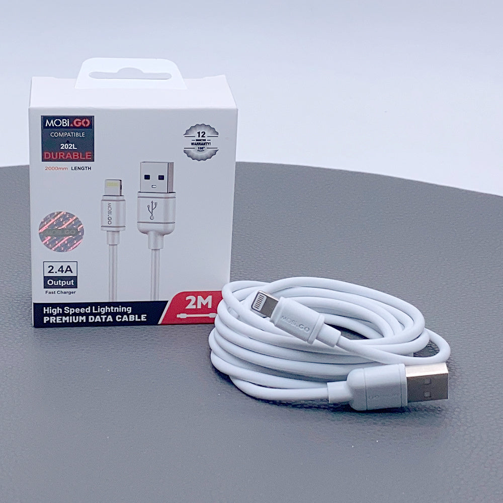 Fast Charging cable Mobigo 2m 2.4A Fast Lightning Cable