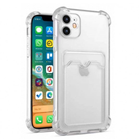 Phonix iPhone 15 Pro Max Clear Jelly Case with Card Holder (With Soft Round Airbags)