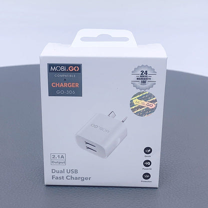 Universal Mobigo Dual USB-A surge protection Fast Home Wall Charger