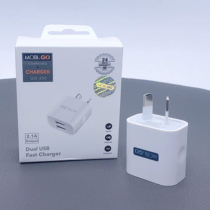 Universal Mobigo Dual USB-A surge protection Fast Home Wall Charger