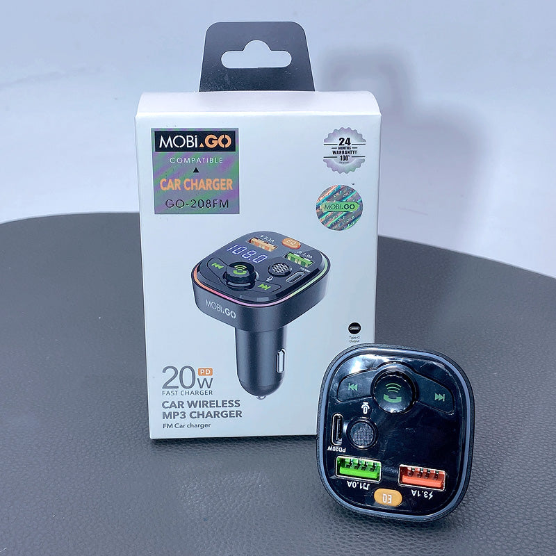 Compact and reliable Mobigo PD 20W FM MP3 Car Fast Charger with Display