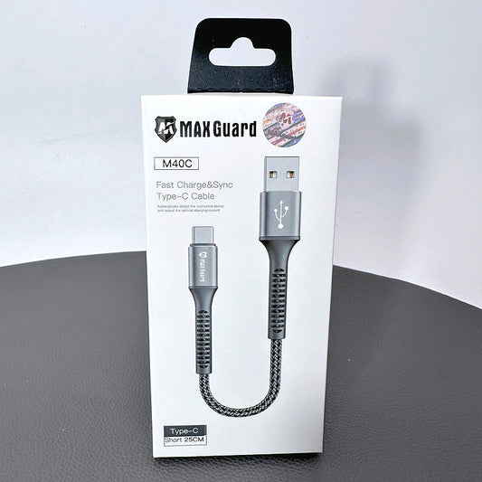 Braided Maxguard 25CM PD 65W USB-A To Type-C Cable charging cable