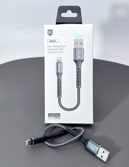 Braided Maxguard 25CM PD 65W USB-A To Lightening Cable charging cable