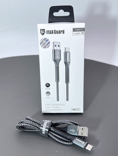 Charging cable Maxguard 1M USB-A to Type-C Brided Cable