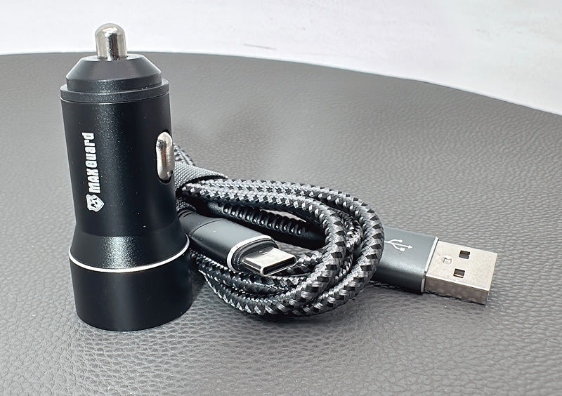 Car Charger Ciggratte port Maxguard 3.1A Fast Charger With 1M Type-C Cable