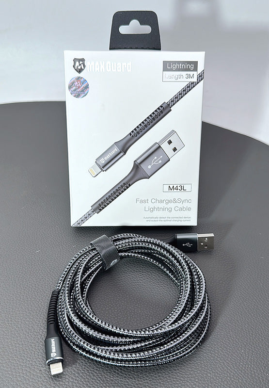 Charging cable Maxguard 3M 65w USB-A To Lightening Braided Cable