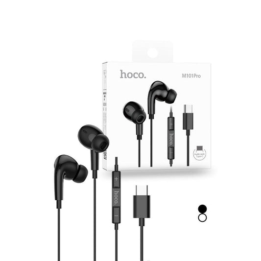 Hoco M101 Pro Crystal USB C/Type-C Wired Earphone With Mic - Black