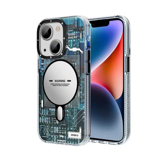 Youngkit iPhone 15 Plus CyberPunk Magnetic Case - Blue