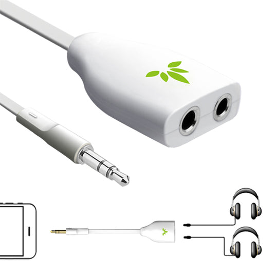 Universal 2 in 1 Audio Splitter for Smartphones connect 2 Audio Devices - White