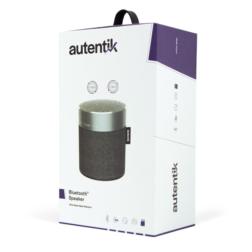 Autentik Wireless Compact IPX4 Bluetooth Premium Speaker-Gray