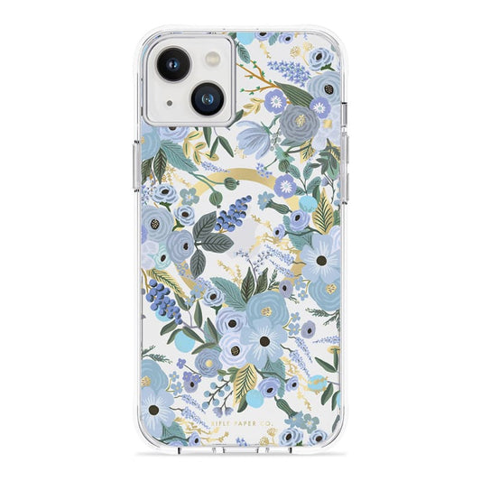 Case-Mate Rifle Paper Case - Magnetic Case For iPhone 14 Plus (6.7") - Garden Party Blue