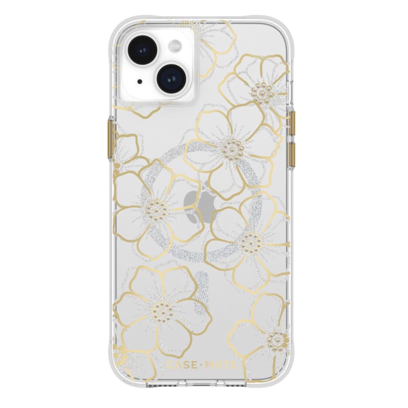 Case-Mate Floral Gems Magnetic Case For iPhone 15 Plus - Gold