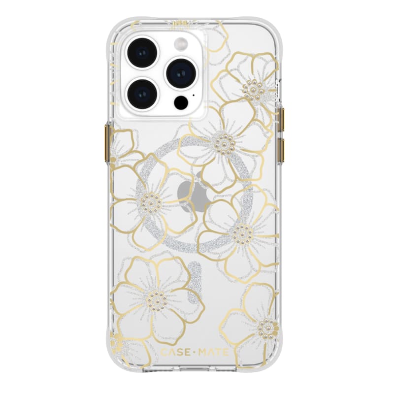 Case-Mate Floral Gems Magnetic Case For iPhone 15 Pro - Gold