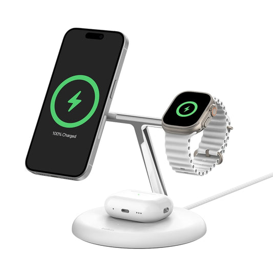 Belkin BoostCharge Pro 3-in-1 Magentic Wireless Charging Stand with Qi2 15W - White