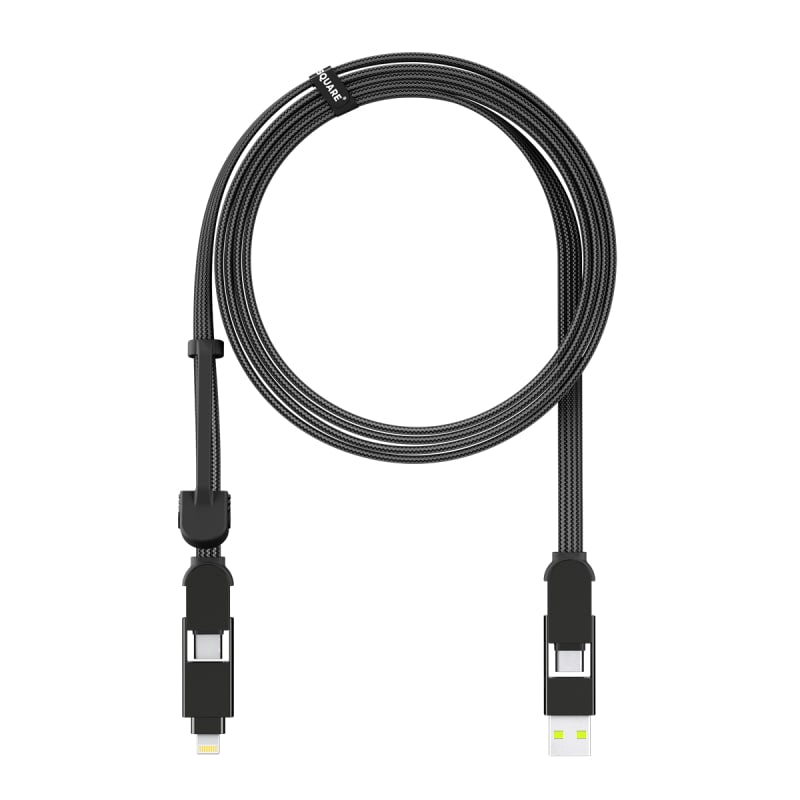 Rolling Square inCharge XL 100W 6 in 1 Travel Charging Cable - 2M- Urban Black