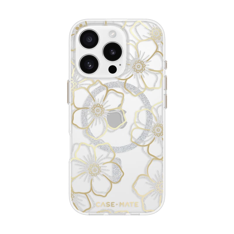 Case-Mate Floral Gems MagSafe Case For iPhone 16 Pro - Gold