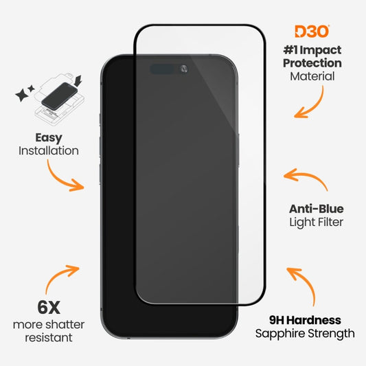 EFM ScreenSafe Glass with D3O Screen Armour For iPhone 15 Pro Max