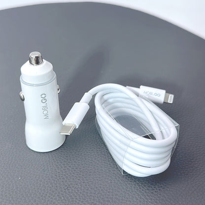 Universal Portable Ciggratte port Mobigo PD 38W Car Fast Charger With Type-C To Lightning Cable
