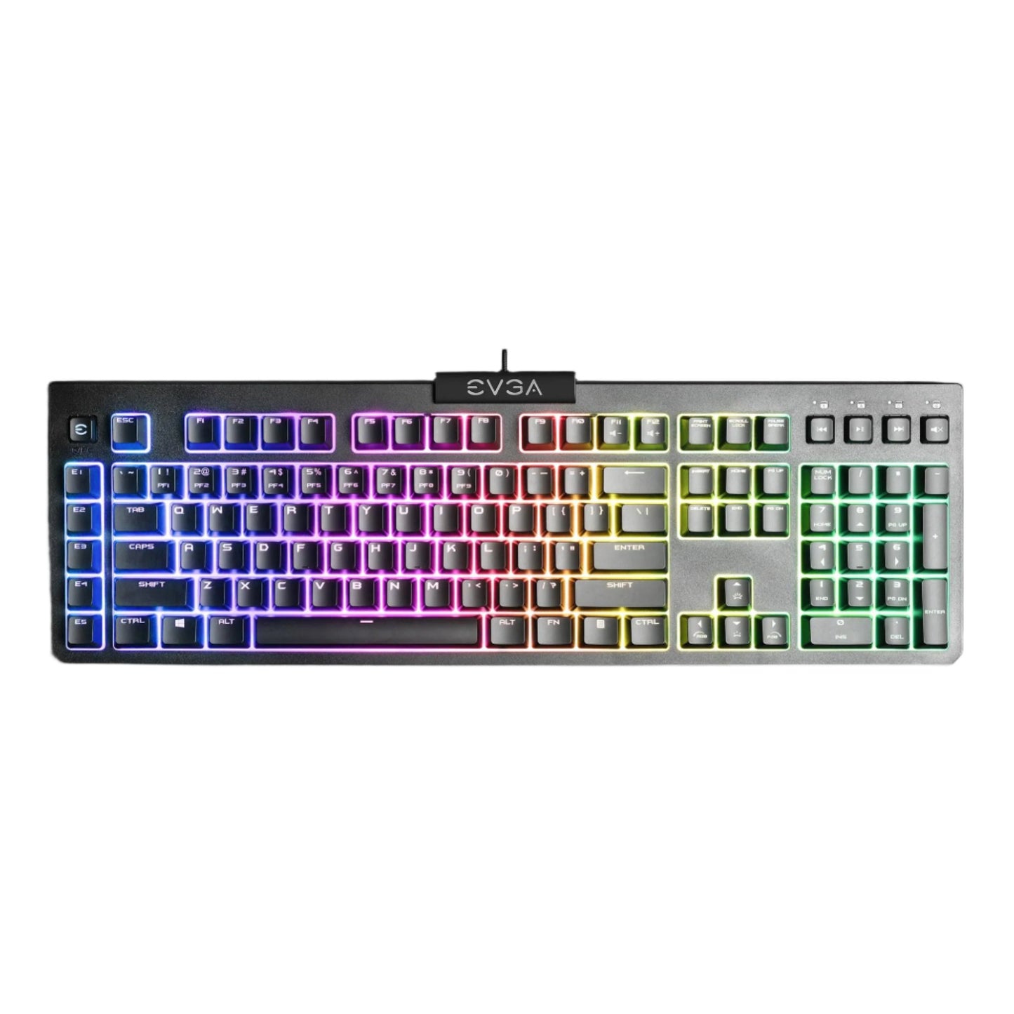 EVGA Z12 RGB Gaming Keyboard, RGB Backlit LED, 5 Programmable Macro Keys, Dedicated Media Keys, Water Resistant, 834-W0-12US-KR