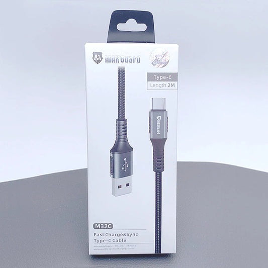 Charging cable Maxguard 2M 3in1 USB-A To Type-C, Braided Cable