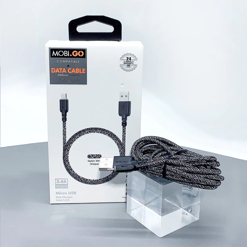 Fast Charging Cable Mobigo 2m Nylon USB- to Type-C Cable