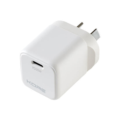 Kore | Wall Charger | 30W GaN Dual Port + 1.5m USB-C&A to 8-Pin iP &Type-C Cable