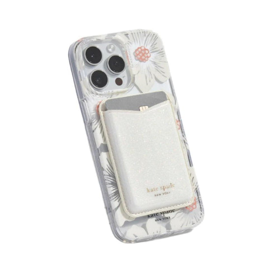 For iPhone Kate Spade | Magnetic Card Holder (Magnetic)-White Glitter