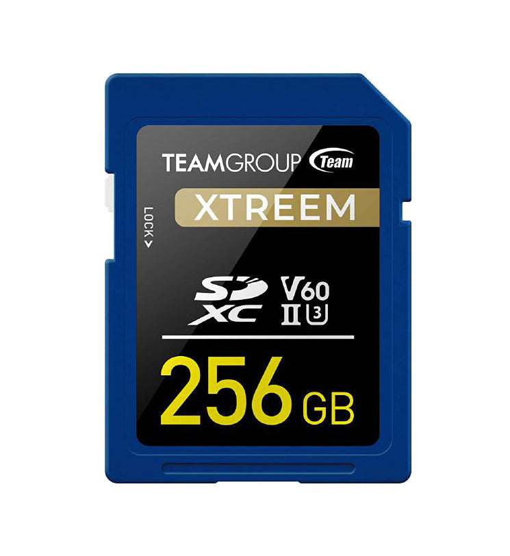 Team Group XTREEM SDXC Memory Card 256GB, R/W (Max) 250MB/s 120MB/s, V60, UHS-II U3