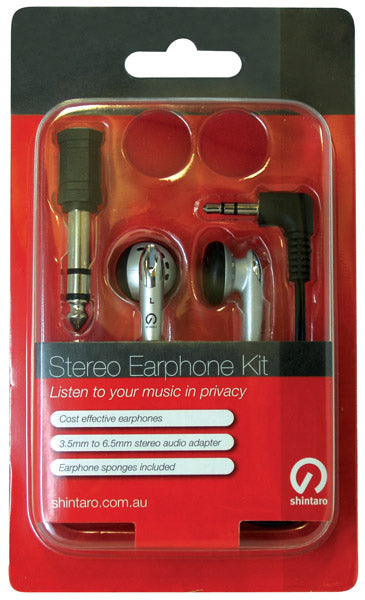 Shintaro Stereo Earphone Kit (with 3.5mm to 6.5mm adapter) with Audio Jack