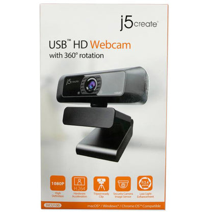 For Video Conferencing J5create JVCU100 USB Full HD Webcam (1080p/30 FPS) with 360 Rotation