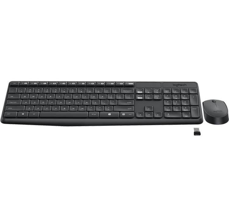 For Computing Logitech Wireless Keyboard & Mouse Combo, MK235, Black, USB Receiver, Full Size.