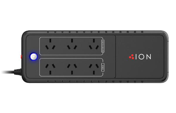 Multi-plug ION F10 850VA Power Board UPS, 6 Outlets, 90mm x 110mm x 309mm, 2 Year Warranty