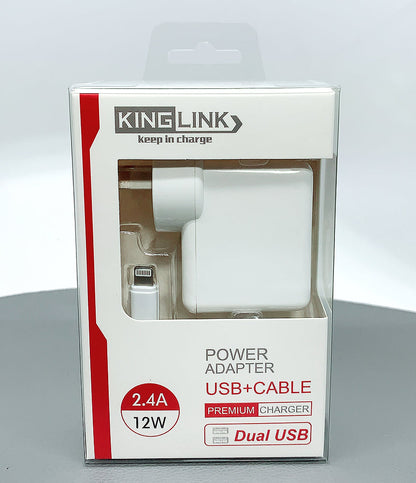 Kinglink Dual USB Home Charger With iPhone & Type-C Cable  Dual USB-A Charger