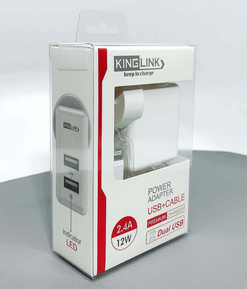 Kinglink Dual USB Home Charger With iPhone & Type-C Cable  Dual USB-A Charger