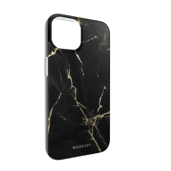 Mageasy Durable Shockproof Magnetic Marble Style Case for iPhone 14 - Black