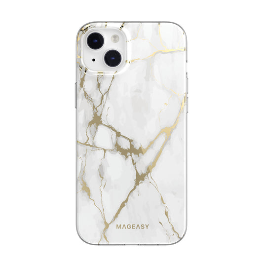 Mageasy Marble Case for iPhone 14 Plus Champagne White