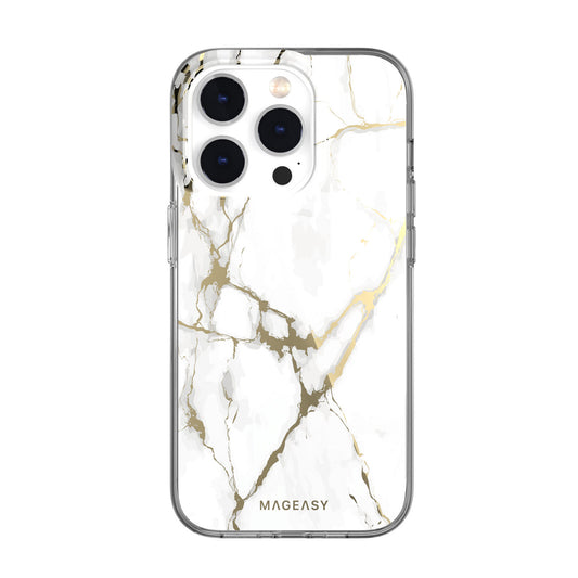 Mageasy Marble Case for iPhone 14 Pro Champagne White