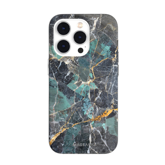 Mageasy Marble Case for iPhone 14 Pro Emerald Blue