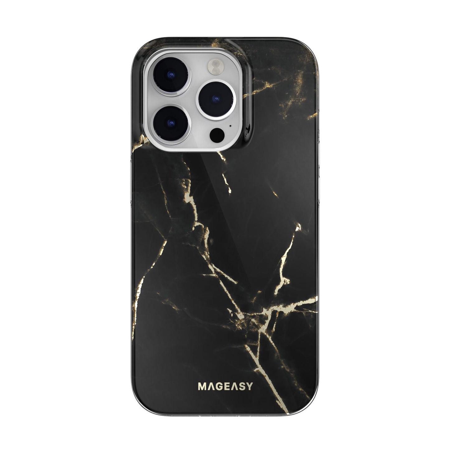 Mageasy Durable Shockproof Magnetic Marble Style Case for iPhone 14 Pro - Black