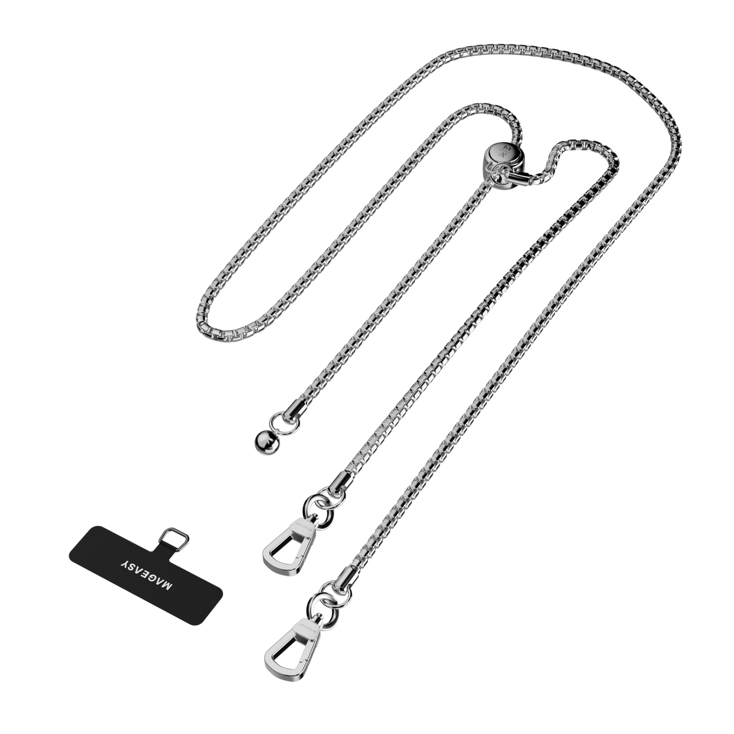 MagEasy Metal Chain Phone Strap & Card Industrial Silver