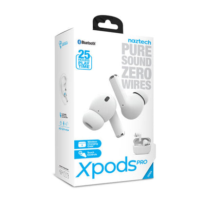 Xpods PRO True Wireless Bluetooth Earbuds Comfortable LightWeight Inear Wireless Charging- White