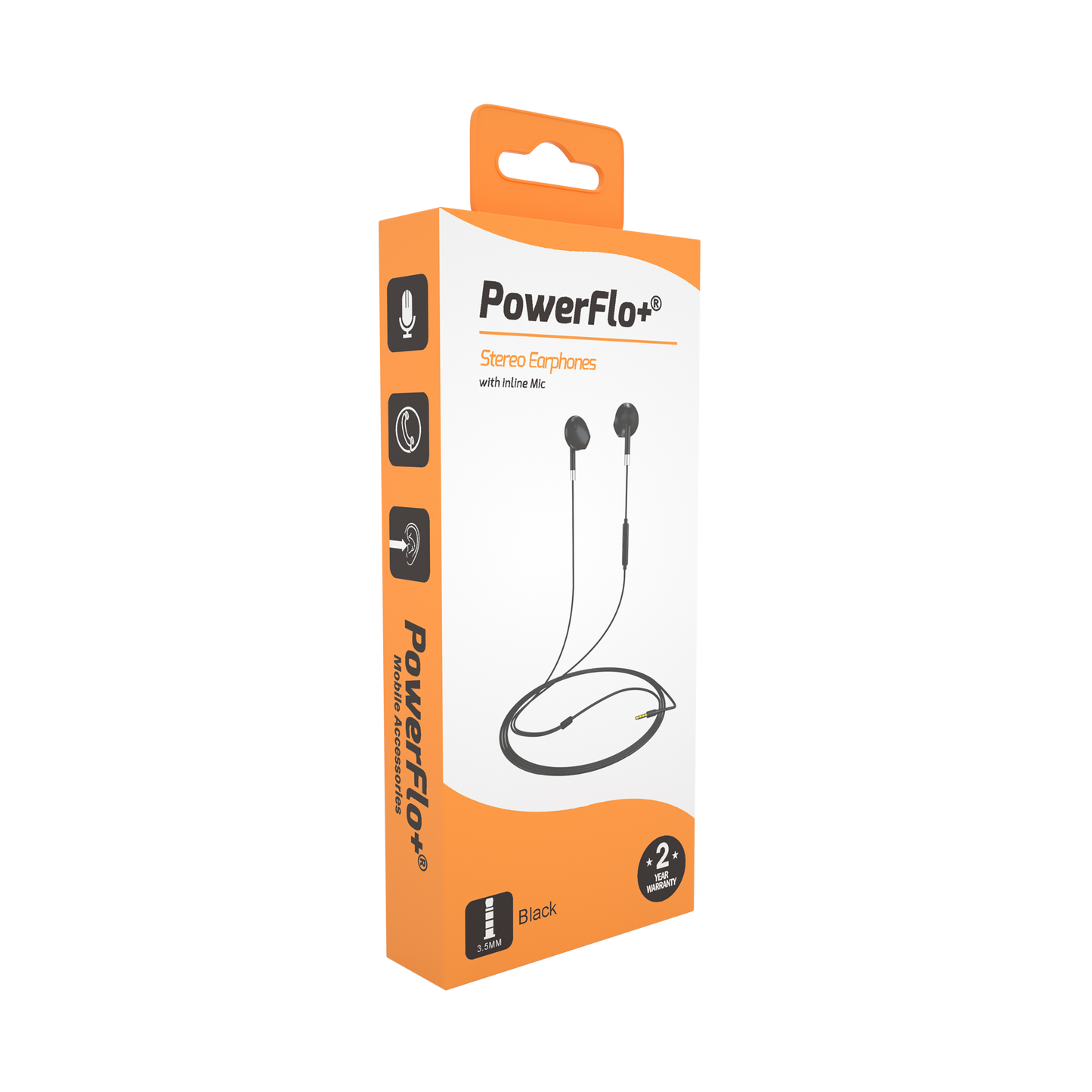 Powerflo Stereo Wired Earphones with 3.5mm Jack InBuilt Microphone For Music