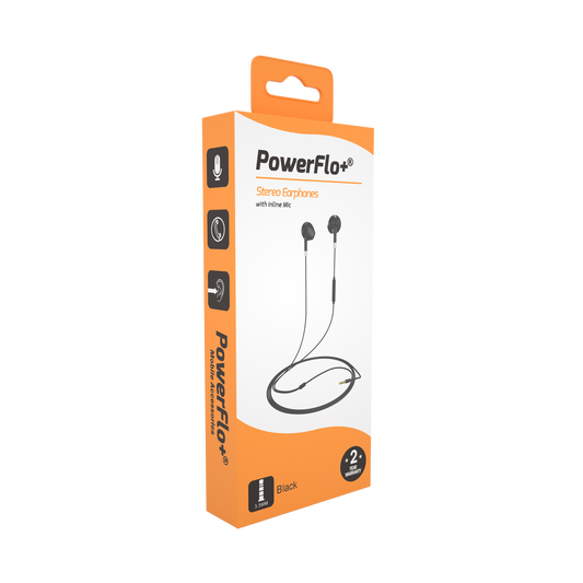 Powerflo Stereo Wired Earphones with 3.5mm Jack InBuilt Microphone For Music