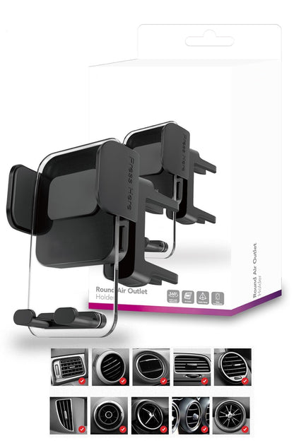 Blacktech Universal HeavyDuty Phone Holder Round Air Outlet Holder Rigid/Durable - Black