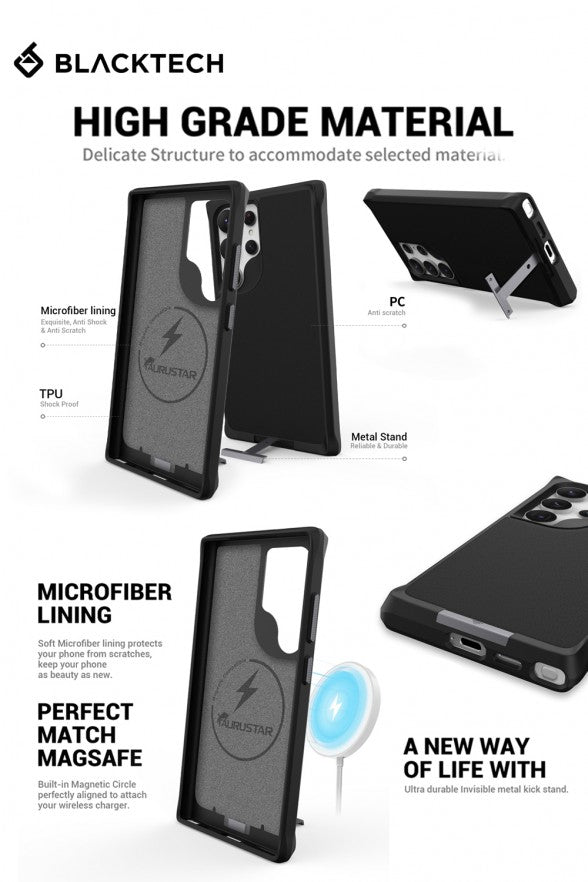 Shockproof Magnetic Protective Case with stand for Samsung Galaxy S24 Plus Ultra