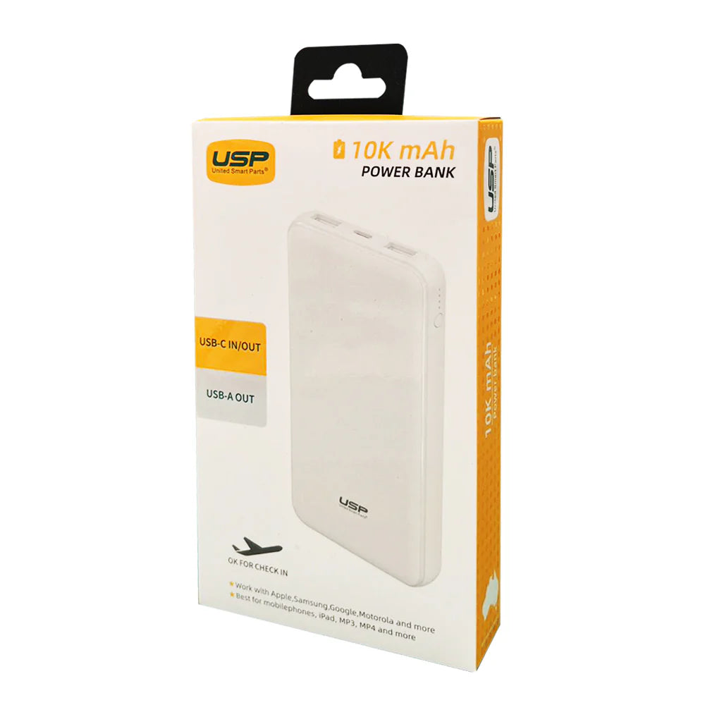 USP Power Bank 10K mAh (10000mAh) White with 3 USB Outputs